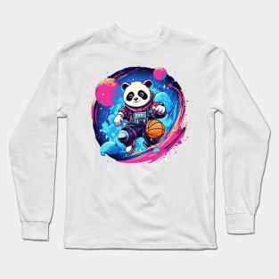 Panda playing basketball in space Long Sleeve T-Shirt